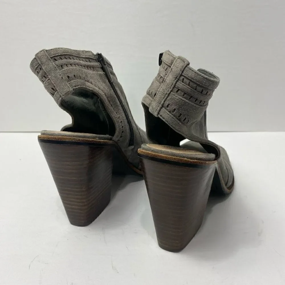 VINCE CAMUTO KORAL Womens Slingback Open Toe Ankle Boots SIZE 10M/40 grey Suede